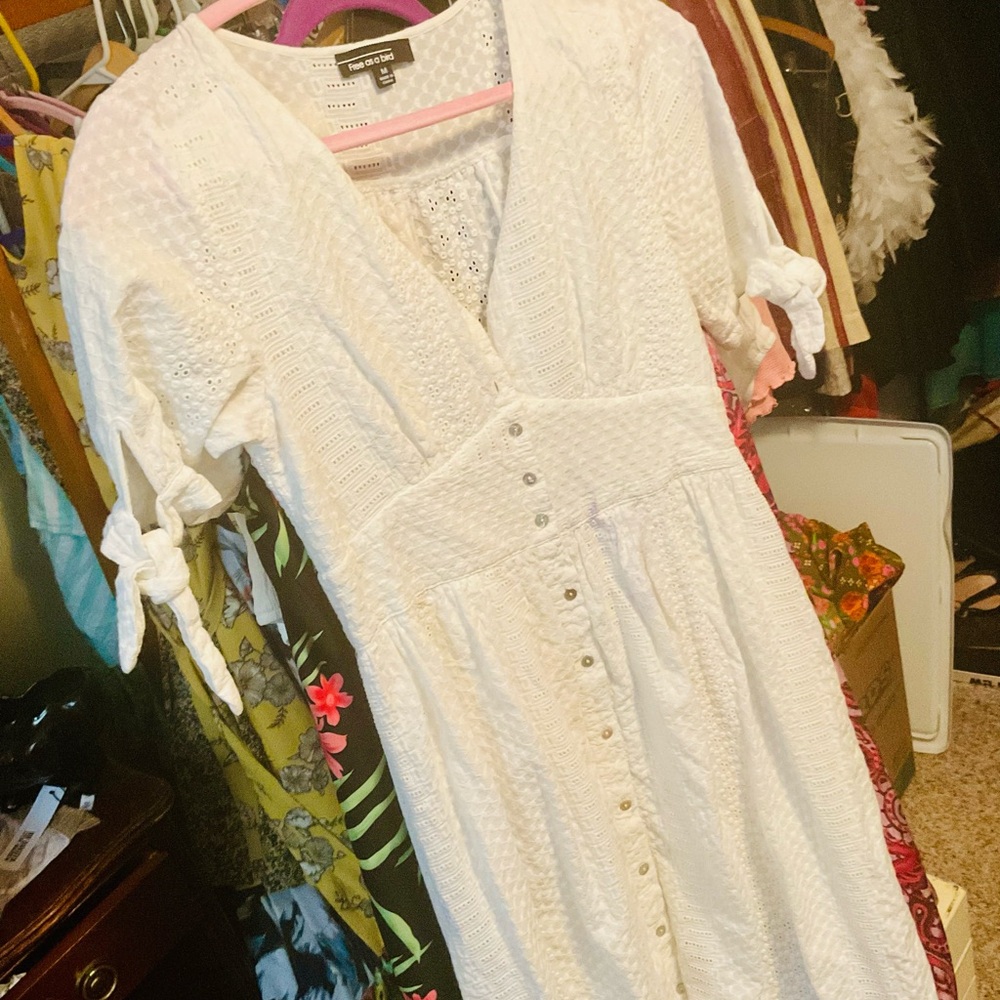 Breathable tie sleeves waist Cotton On Cream Long Sleeve Dress